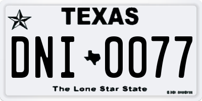 TX license plate DNI0077