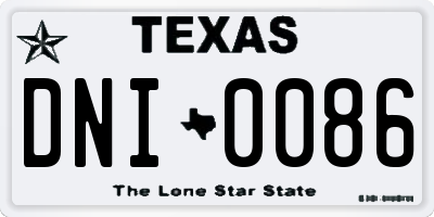 TX license plate DNI0086
