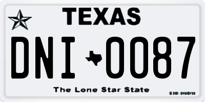 TX license plate DNI0087
