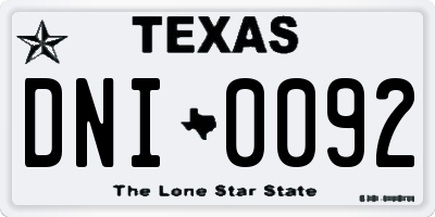TX license plate DNI0092