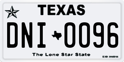 TX license plate DNI0096