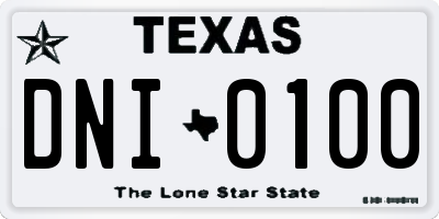 TX license plate DNI0100