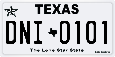 TX license plate DNI0101