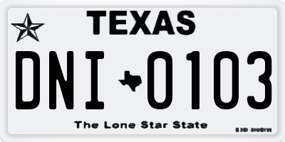 TX license plate DNI0103