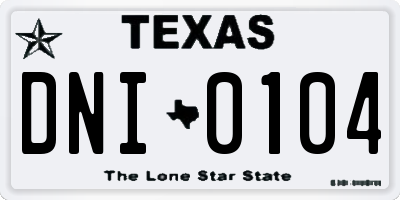 TX license plate DNI0104