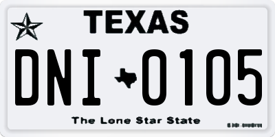 TX license plate DNI0105