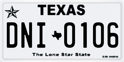 TX license plate DNI0106