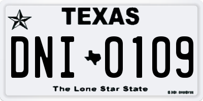 TX license plate DNI0109