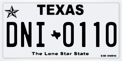 TX license plate DNI0110
