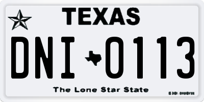 TX license plate DNI0113