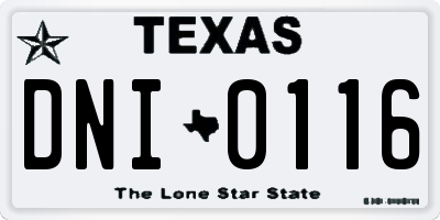 TX license plate DNI0116