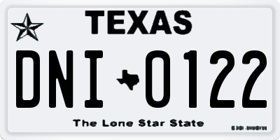 TX license plate DNI0122