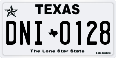 TX license plate DNI0128