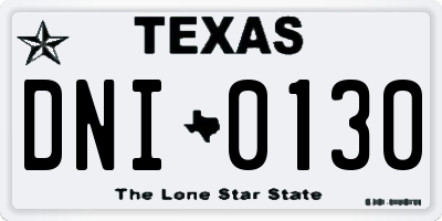 TX license plate DNI0130