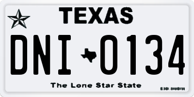 TX license plate DNI0134
