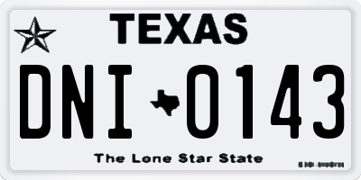TX license plate DNI0143