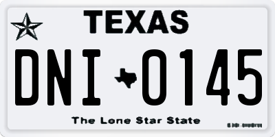 TX license plate DNI0145