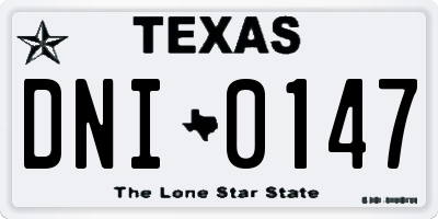 TX license plate DNI0147