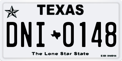 TX license plate DNI0148