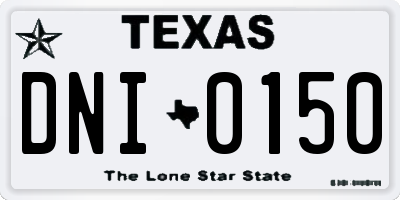 TX license plate DNI0150