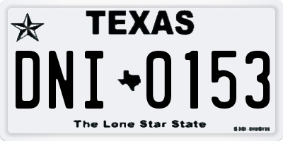 TX license plate DNI0153