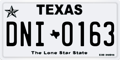 TX license plate DNI0163