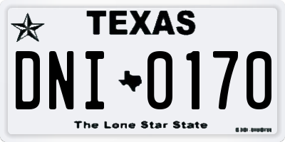 TX license plate DNI0170