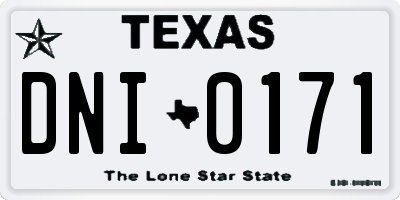 TX license plate DNI0171