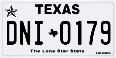 TX license plate DNI0179