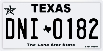 TX license plate DNI0182