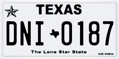 TX license plate DNI0187