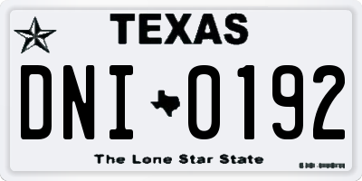 TX license plate DNI0192