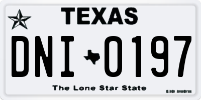 TX license plate DNI0197