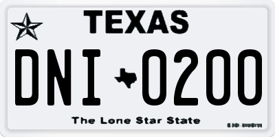 TX license plate DNI0200