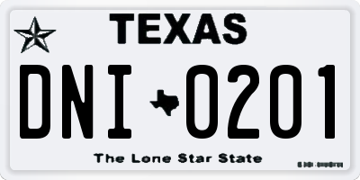TX license plate DNI0201