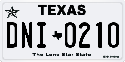 TX license plate DNI0210