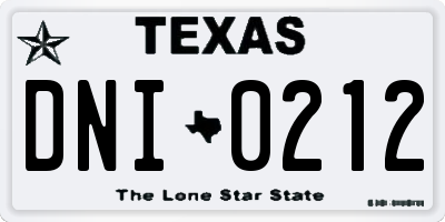 TX license plate DNI0212