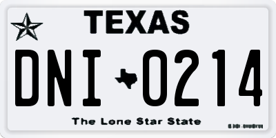 TX license plate DNI0214