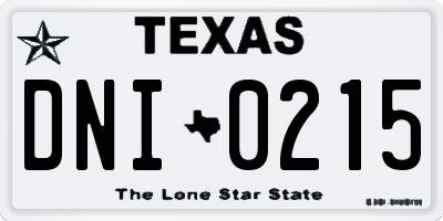 TX license plate DNI0215