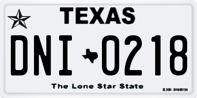 TX license plate DNI0218