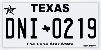 TX license plate DNI0219