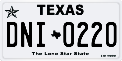TX license plate DNI0220