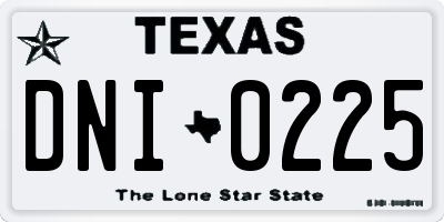 TX license plate DNI0225