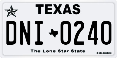 TX license plate DNI0240