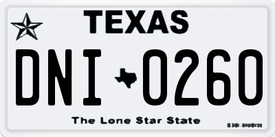 TX license plate DNI0260