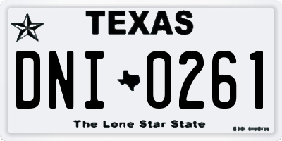 TX license plate DNI0261
