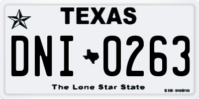 TX license plate DNI0263