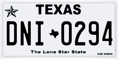 TX license plate DNI0294