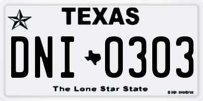 TX license plate DNI0303