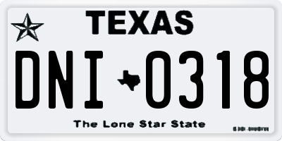 TX license plate DNI0318